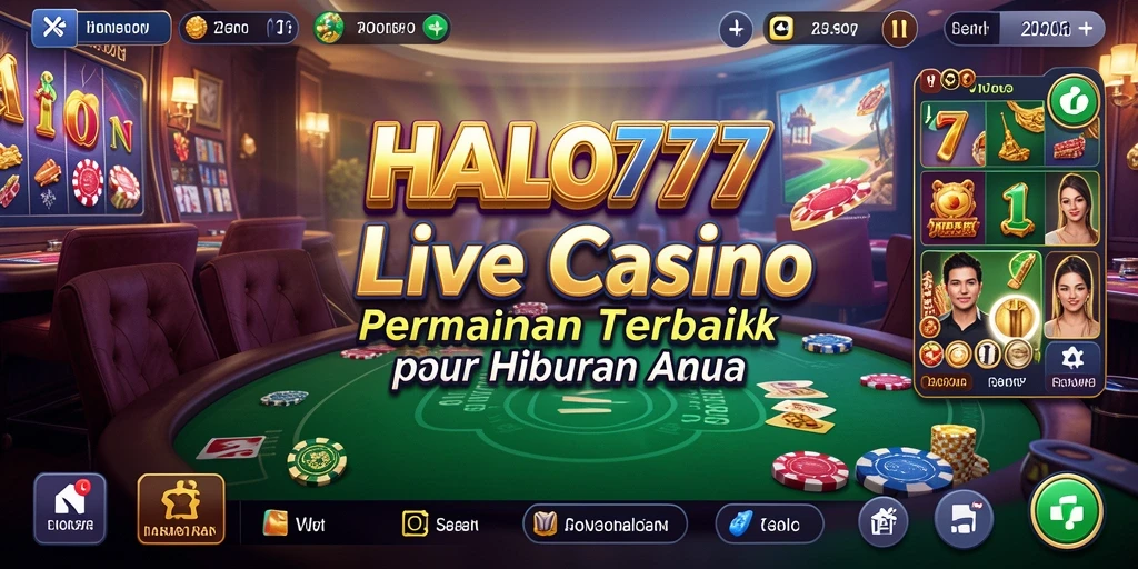 Screenshot HALO777 menampilkan dealer langsung dan interaksi pemain di meja.