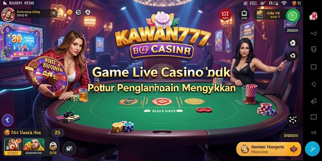 Screenshot gameplay Live Casino KAWAN777 dengan dealer profesional dan suasana yang menarik.
