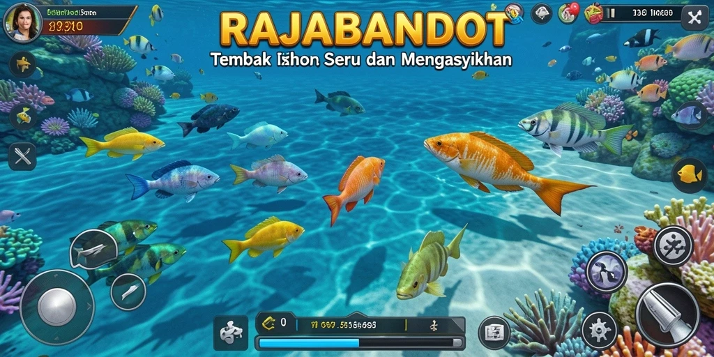 Menampilkan gameplay seru RAJABANDOT dengan aksi tembak ikan.