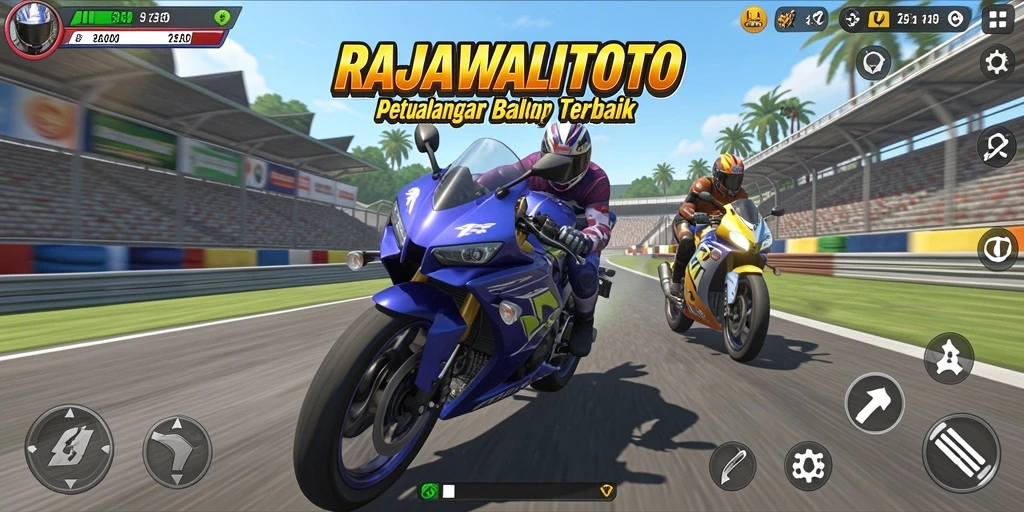 Tampilan gameplay menarik dari RAJAWALITOTO dengan aksi balap motor.