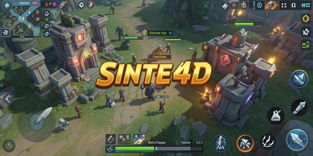 Tampilan screenshot utama SINTE4D menampilkan aksi strategis dalam gameplay SLG.