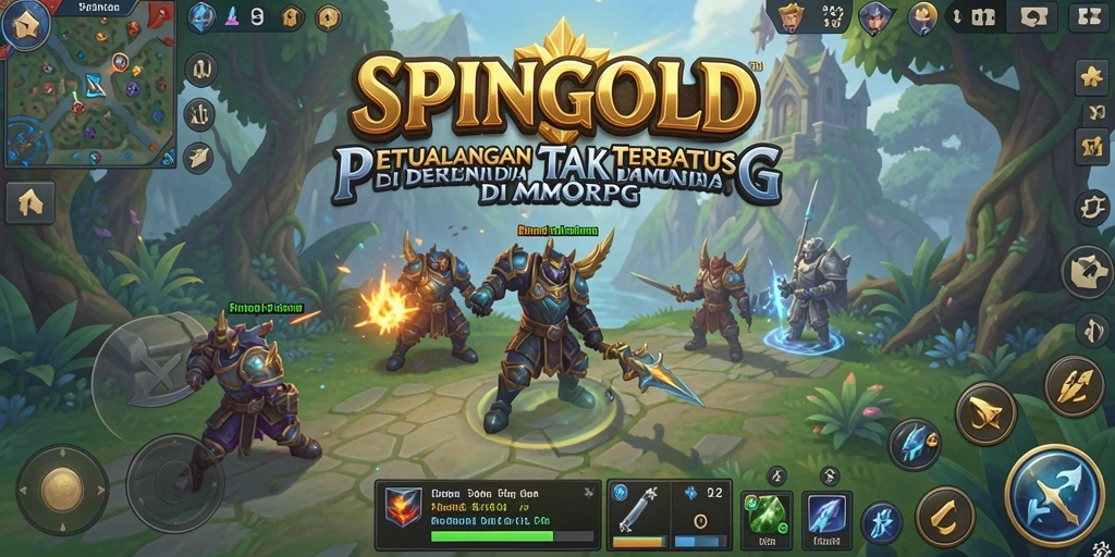 Screenshot utama SPINGOLD menampilkan aksi seru dalam petualangan MMORPG.
