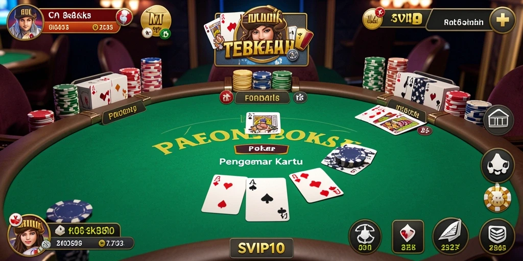 Screenshot menampilkan suasana permainan poker yang intens dan seru.